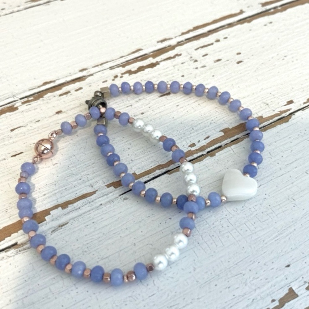 Elegant Lavender Quartz, Rose Gold & Yellow Gold Hematite Beaded Bracelet Set